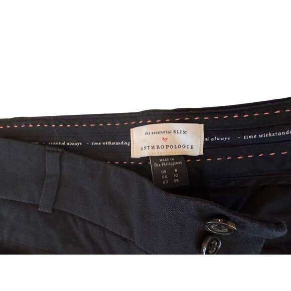 Anthropologie The Essential Slim Trousers Black Pants Sz 10 Chic Classy EUC - Picture 2 of 7